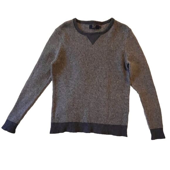 J.CREW Sweatshirt Sweater Crewneck 100% Lambswool Gray Blue Knit Men’s Sz L - Picture 1 of 9